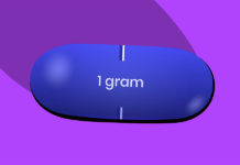 blue valtrex pill on purple background